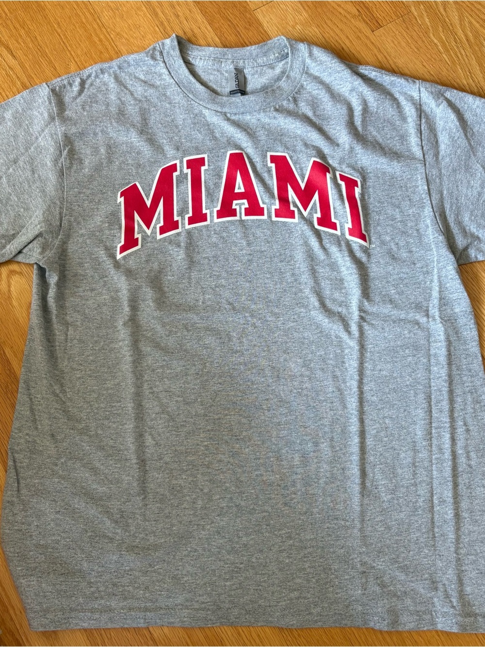 Gildan Gray T‑Shirt with Red MIAMI Arch Logo